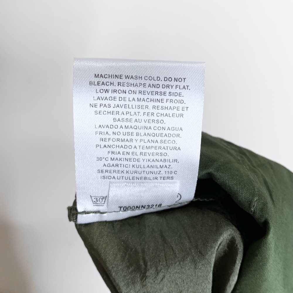 Tibi Stella Crispy Nylon Pleated Cargo Pant (Sz 12 Hemmed) Wide Leg Army Green - Picture 16 of 16